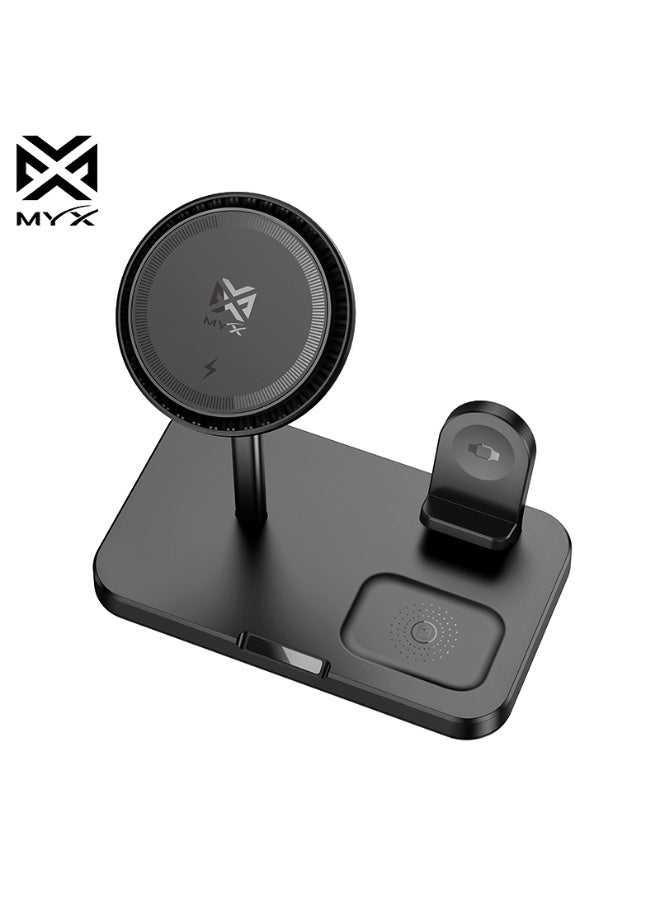 MYX TriFlux 3-in-1 Magnetic Wireless Fast Charger 15W | iOS/Android Compatibility | Smart Charging Technology - Image 2